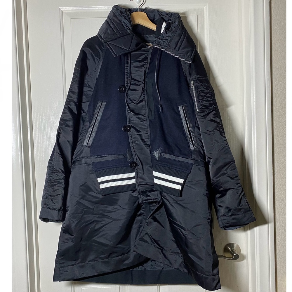 Sacai 21AW Switched Docking Bomber Coat Wool Nylon 21-02622M Men’s Size 1 Small